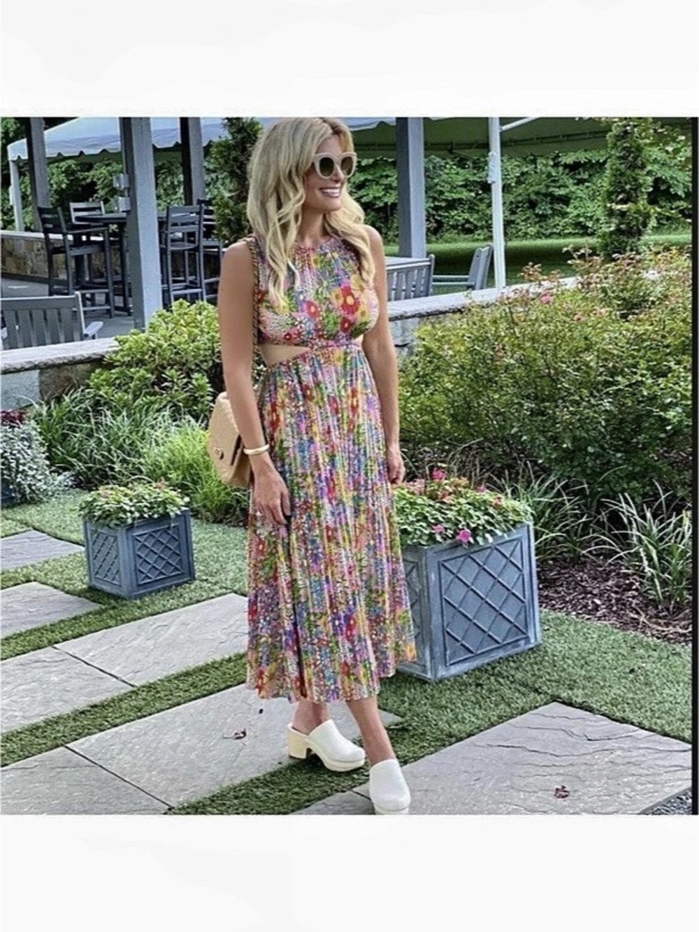 ZARA Pleated Cut Out Maxi Dress Boho/60s - Size S